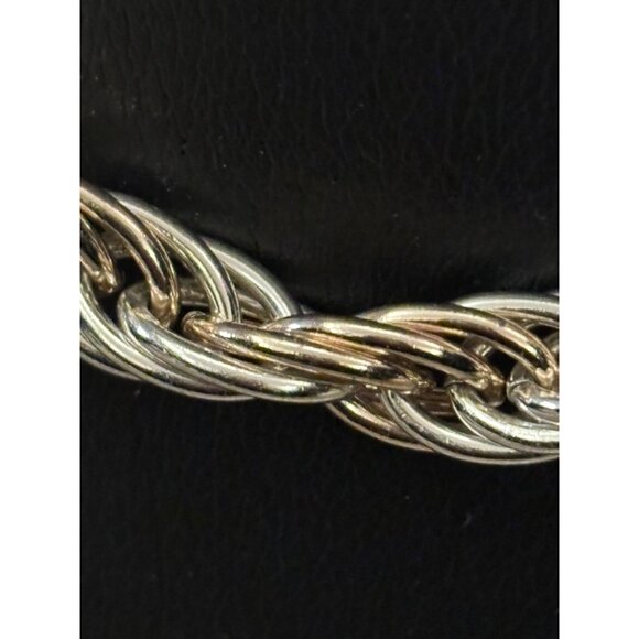Trifari Braided Rope Chain Necklace Made France Silver-Toned Statement Vintage - Picture 12 of 13